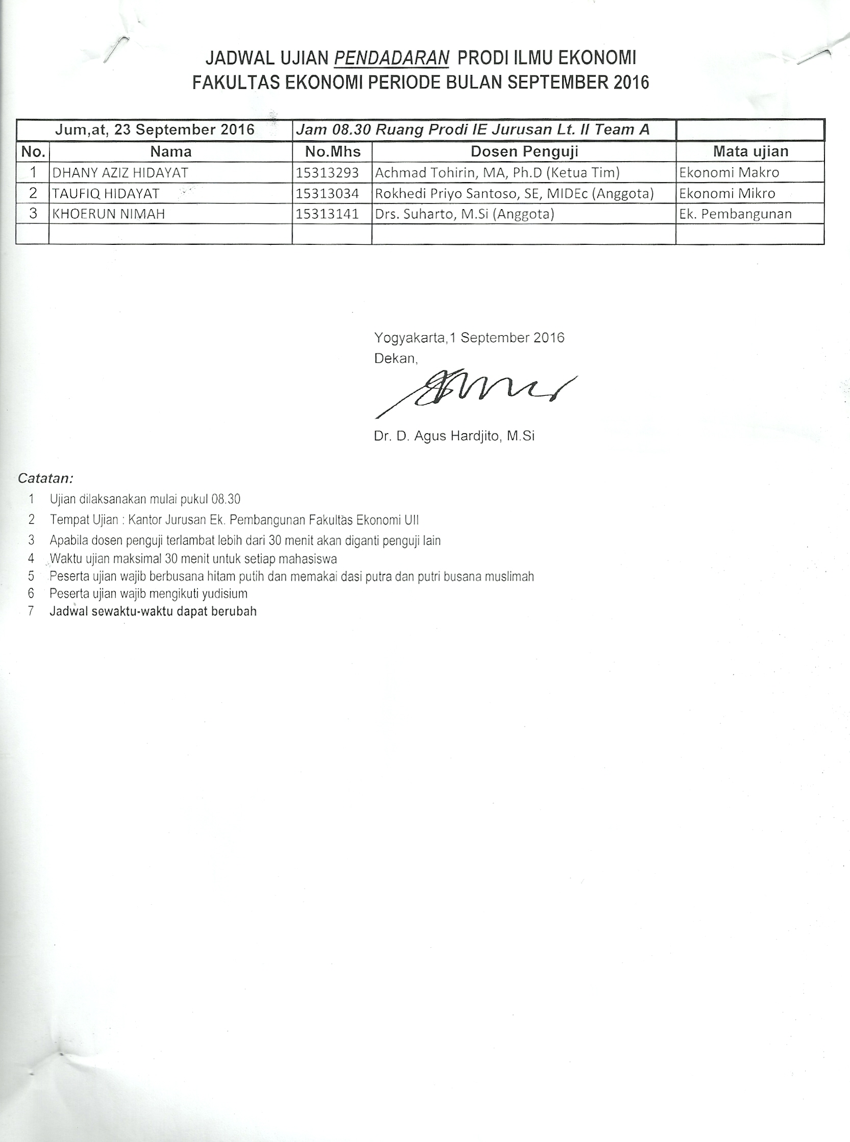 jadwal pendadaran september